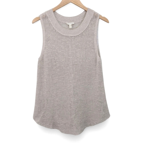 Eileen Fisher Organic Linen Cotton Tank Size M Lightweight Open Knit Neutral - Picture 1 of 4